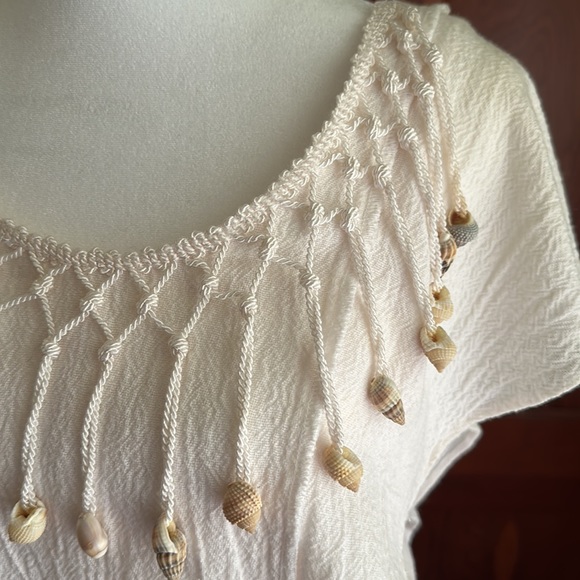 VINTAGE Skinsuit Seashell Cotton Dress, Size M - Picture 3 of 7